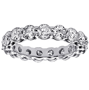 3.60 CT Shared Prong Round Diamond Eternity Wedding Band in 14k White Gold